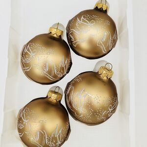 Visions By Holly Painted Angel 4 Ornaments Christmas Gold Box USA Vintage